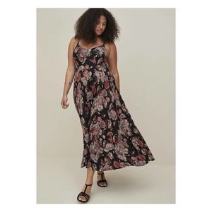 Torrid Black&Pink Floral Super Soft Tiered Maxi Dress Sz.3